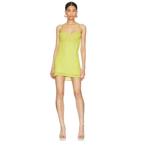 Show Me Your Mumu Suzanna Slip Dress in Lime Sequins Small Womens Cocktail - Picture 10 of 16